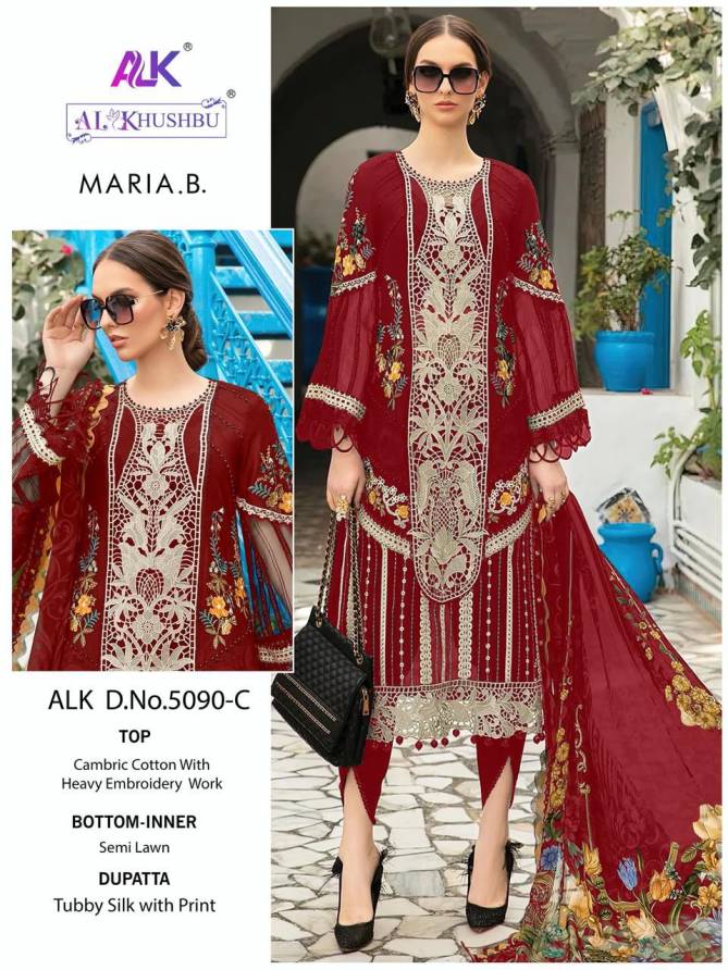 Maria B 5090 A To D By Alk Khushbu Cambric Cotton Pakistani Suits Wholesale Market In Surat With Price